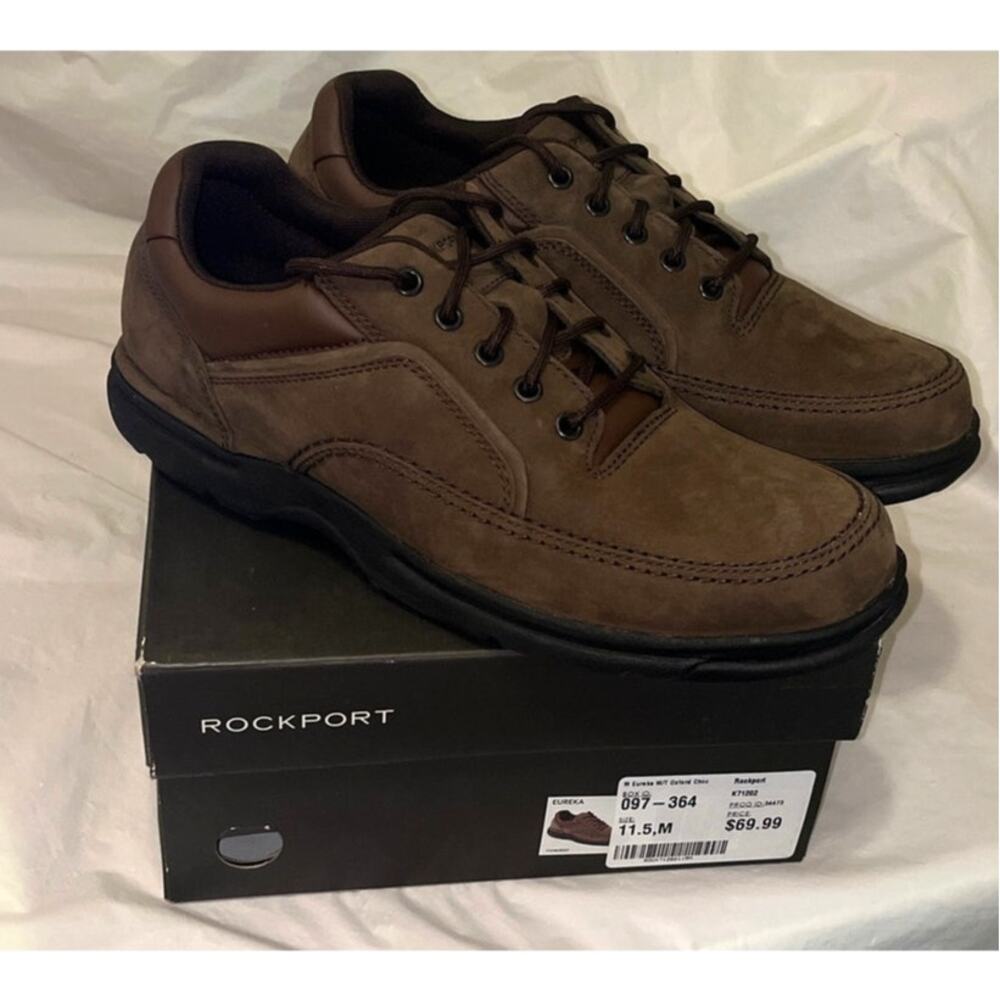 Rockport Eureka Walking Shoe K71202 - Size: 11.5 - Leather Nubuck - Brown - NEW